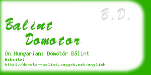 balint domotor business card